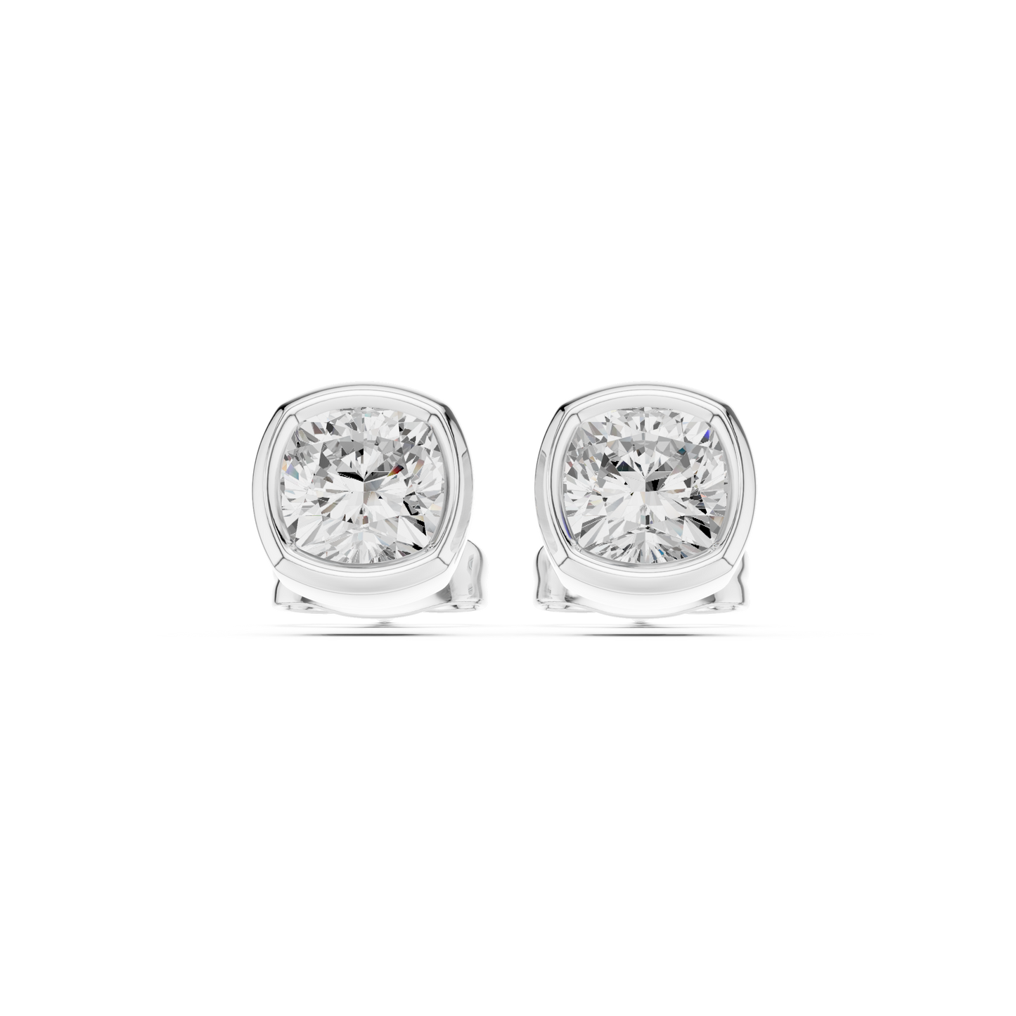 Cushion Cut 1.00Ct Lab Grown Diamond Minimalist Bezel Set Stunning Daily Wear Stud Earring - HIGHCARAT DIAMONDS