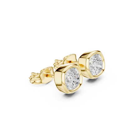 Cushion Cut 1.00Ct Lab Grown Diamond Minimalist Bezel Set Stunning Daily Wear Stud Earring - HIGHCARAT DIAMONDS