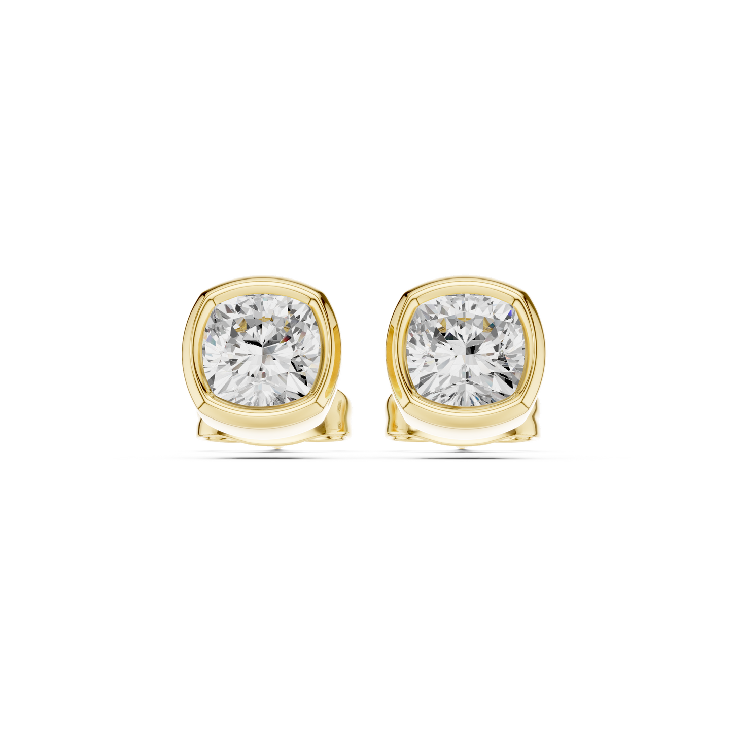 Cushion Cut 1.00Ct Lab Grown Diamond Minimalist Bezel Set Stunning Daily Wear Stud Earring - HIGHCARAT DIAMONDS