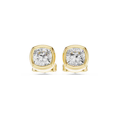 Cushion Cut 1.00Ct Lab Grown Diamond Minimalist Bezel Set Stunning Daily Wear Stud Earring - HIGHCARAT DIAMONDS