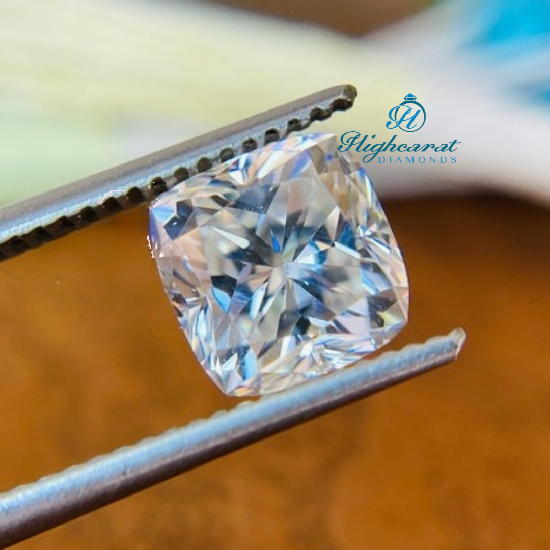 Precision Cut Antique Cushion Diamond featuring broad facets and structured light performance