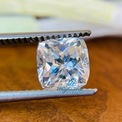Vintage Inspired Cushion Cut Diamond with rounded edges and detailed facet arrangement