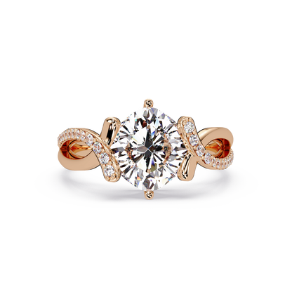 Cushion Cut Lab Grown Diamond Split Shank Ring - HIGHCARAT DIAMONDS