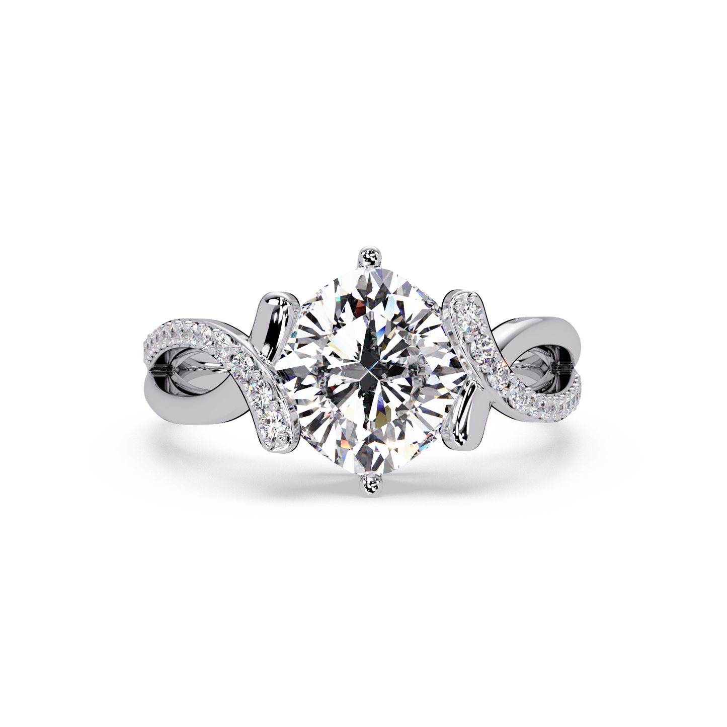Cushion Cut Lab Grown Diamond Split Shank Ring - HIGHCARAT DIAMONDS