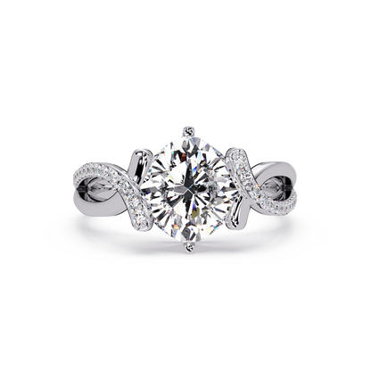 Cushion Cut Lab Grown Diamond Split Shank Ring - HIGHCARAT DIAMONDS