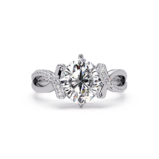 Cushion Cut Lab Grown Diamond Split Shank Ring - HIGHCARAT DIAMONDS
