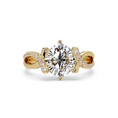 Cushion Cut Lab Grown Diamond Split Shank Ring - HIGHCARAT DIAMONDS