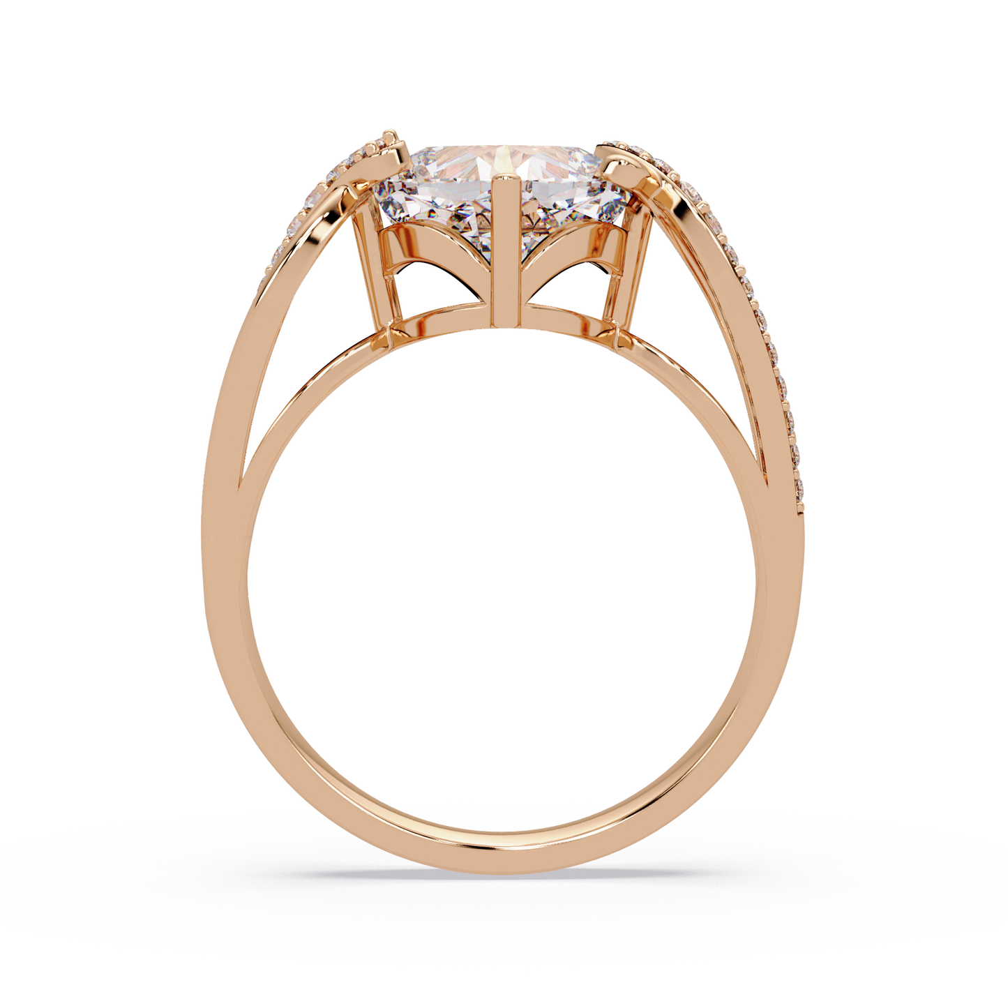 Cushion Cut Lab Grown Diamond Split Shank Ring - HIGHCARAT DIAMONDS