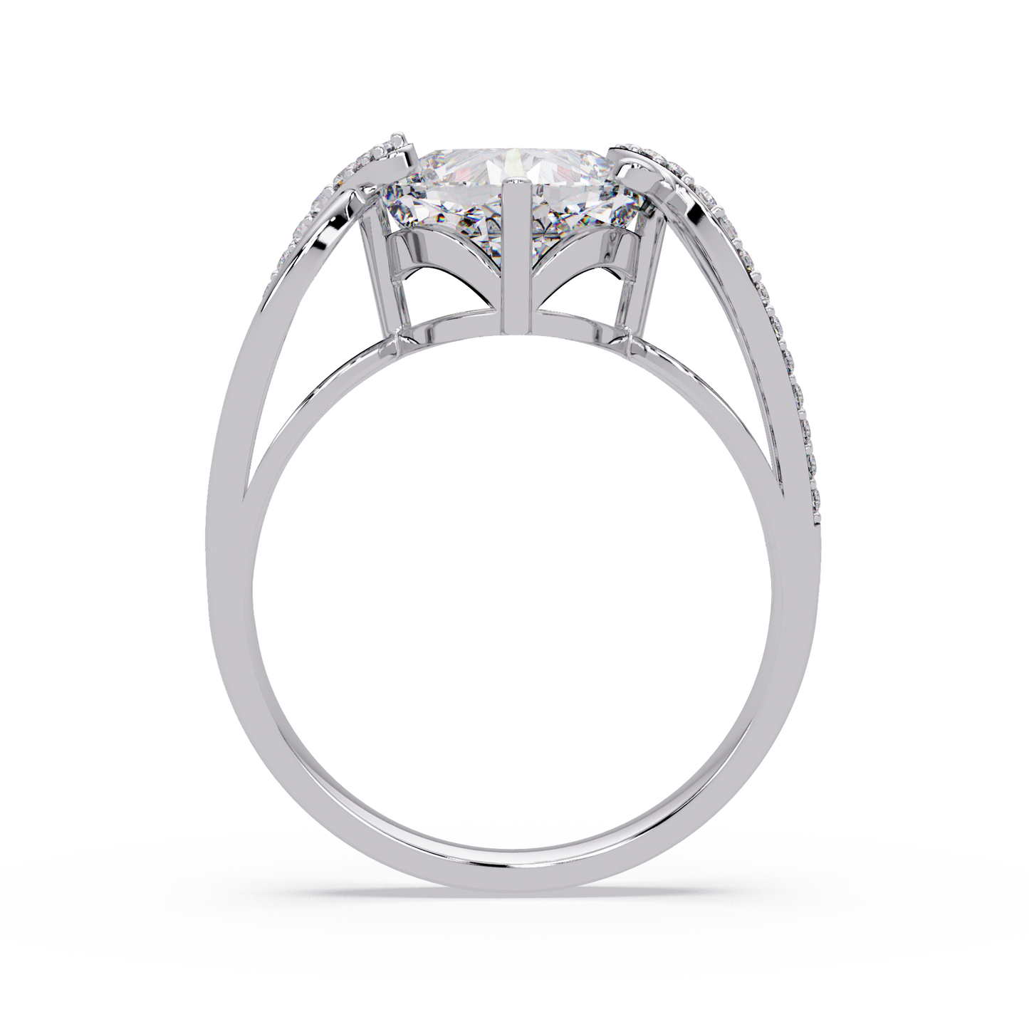 Cushion Cut Lab Grown Diamond Split Shank Ring - HIGHCARAT DIAMONDS