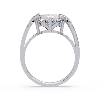 Cushion Cut Lab Grown Diamond Split Shank Ring - HIGHCARAT DIAMONDS