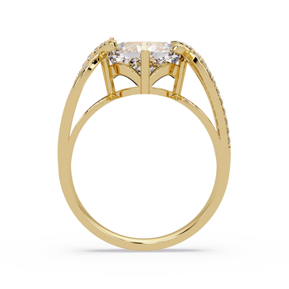 Cushion Cut Lab Grown Diamond Split Shank Ring - HIGHCARAT DIAMONDS