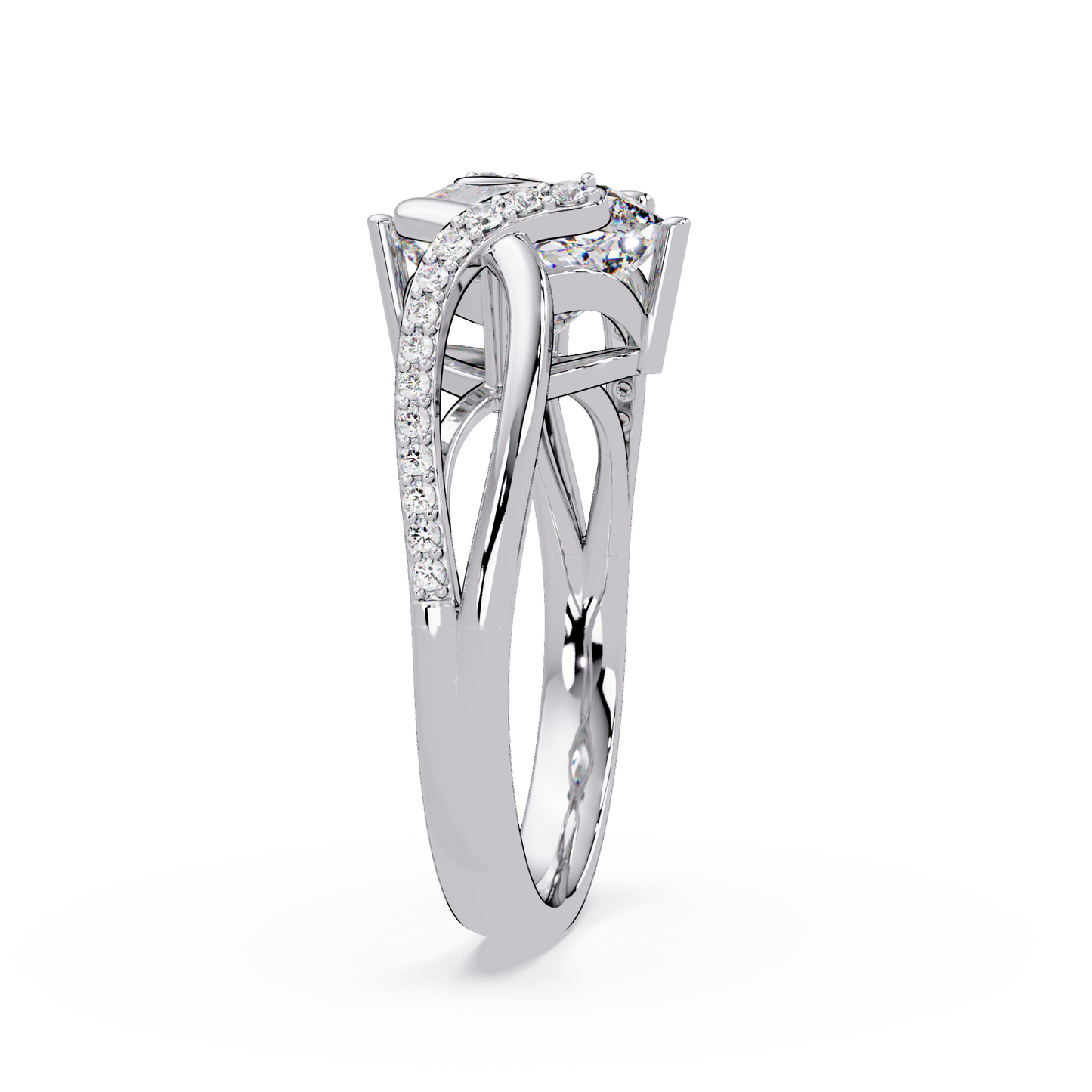 Cushion Cut Lab Grown Diamond Split Shank Ring - HIGHCARAT DIAMONDS