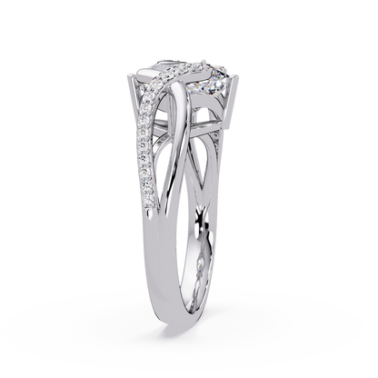 Cushion Cut Lab Grown Diamond Split Shank Ring - HIGHCARAT DIAMONDS
