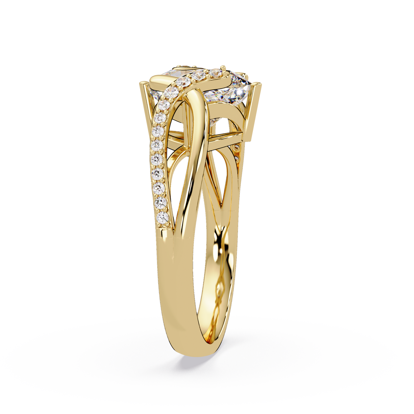 Cushion Cut Lab Grown Diamond Split Shank Ring - HIGHCARAT DIAMONDS