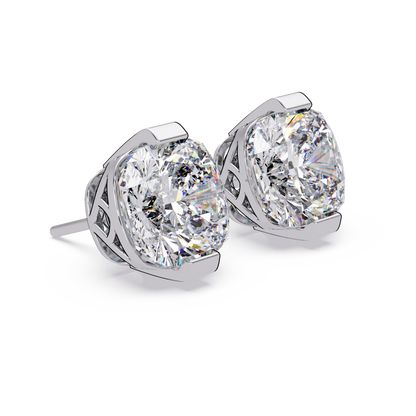 Cushion Cut Lab Grown Diamond Stud Earrings - HIGHCARAT DIAMONDS