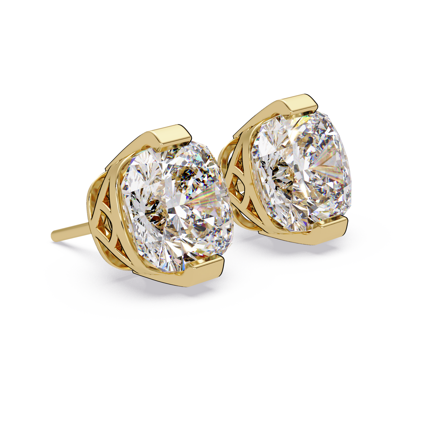 Cushion Cut Lab Grown Diamond Stud Earrings - HIGHCARAT DIAMONDS