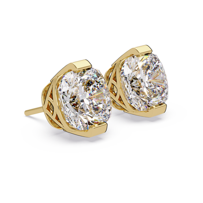 Cushion Cut Lab Grown Diamond Stud Earrings - HIGHCARAT DIAMONDS