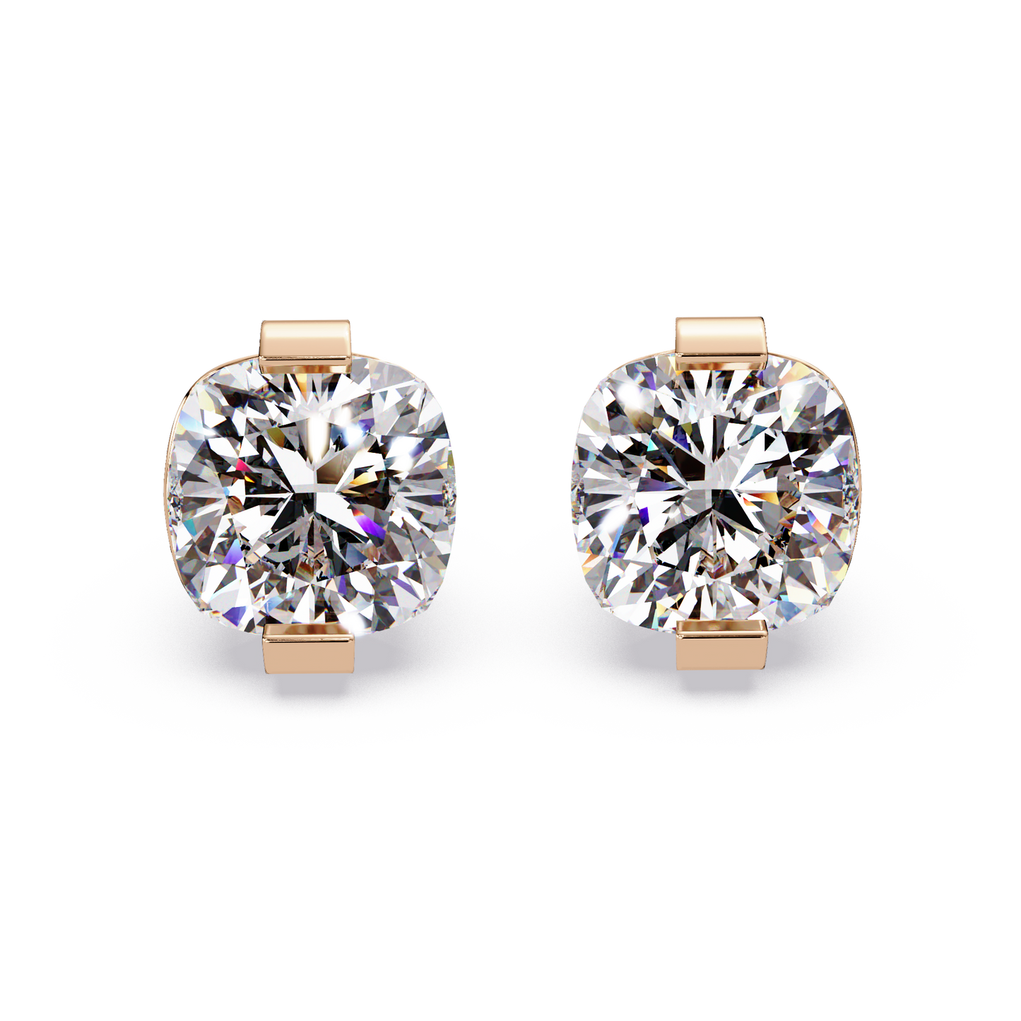 Cushion Cut Lab Grown Diamond Stud Earrings - HIGHCARAT DIAMONDS
