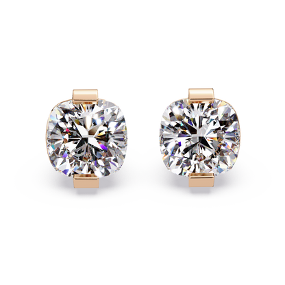 Cushion Cut Lab Grown Diamond Stud Earrings - HIGHCARAT DIAMONDS