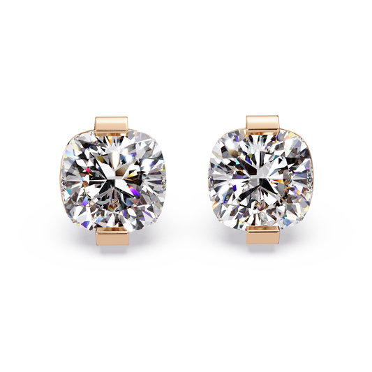 Cushion Cut Lab Grown Diamond Stud Earrings - HIGHCARAT DIAMONDS