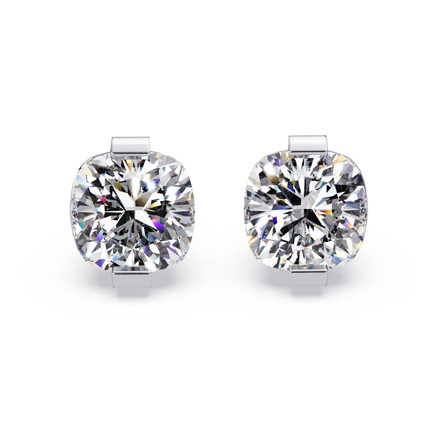 Cushion Cut Lab Grown Diamond Stud Earrings - HIGHCARAT DIAMONDS