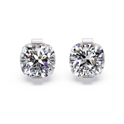 Cushion Cut Lab Grown Diamond Stud Earrings - HIGHCARAT DIAMONDS