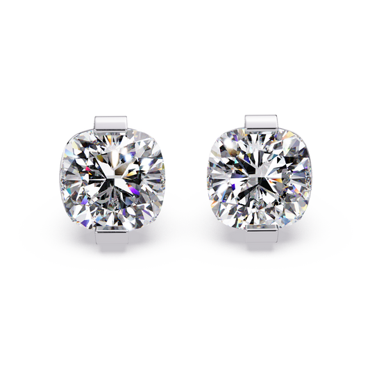 Cushion Cut Lab Grown Diamond Stud Earrings - HIGHCARAT DIAMONDS