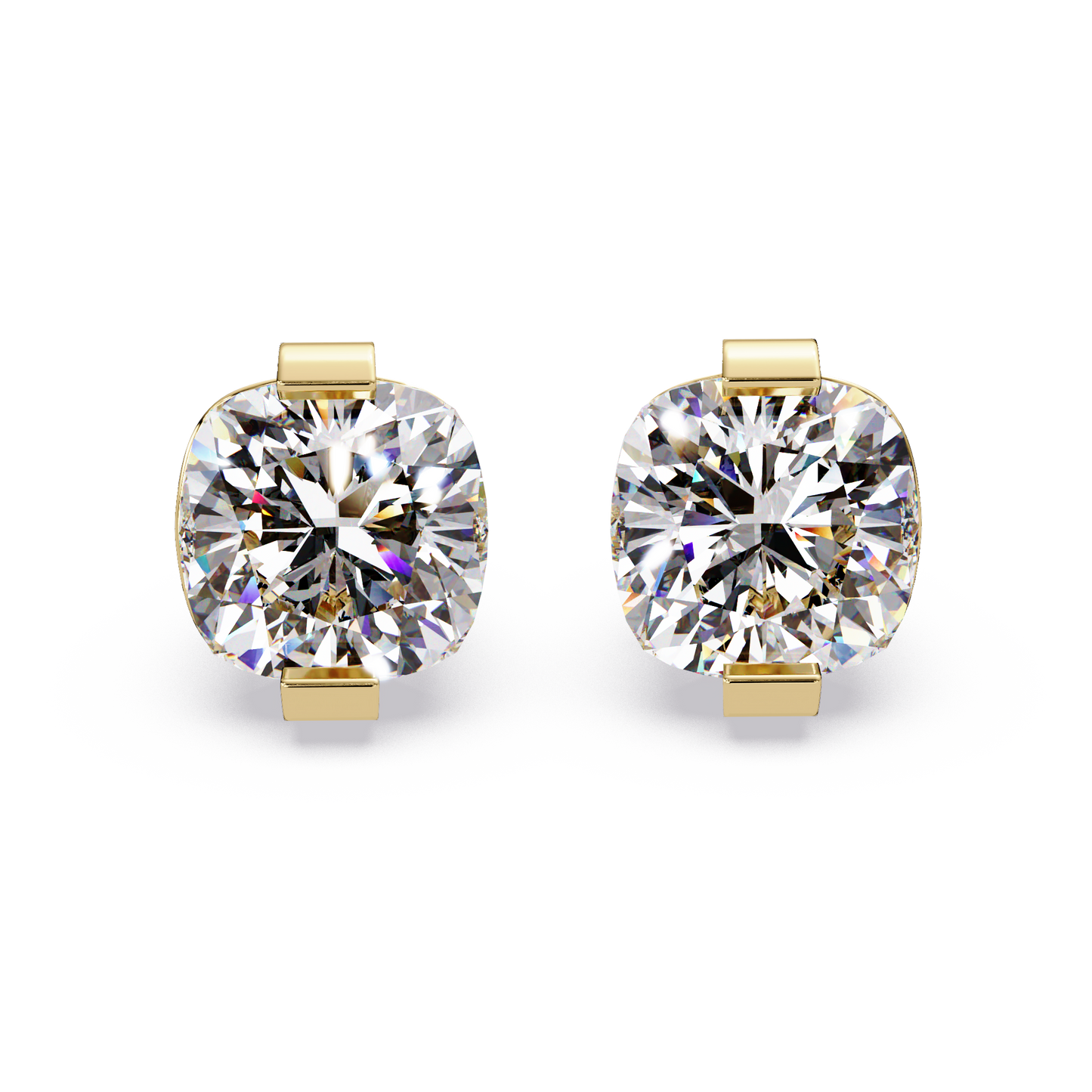 Cushion Cut Lab Grown Diamond Stud Earrings - HIGHCARAT DIAMONDS