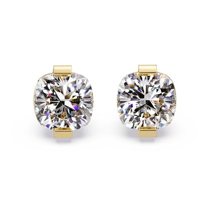 Cushion Cut Lab Grown Diamond Stud Earrings - HIGHCARAT DIAMONDS