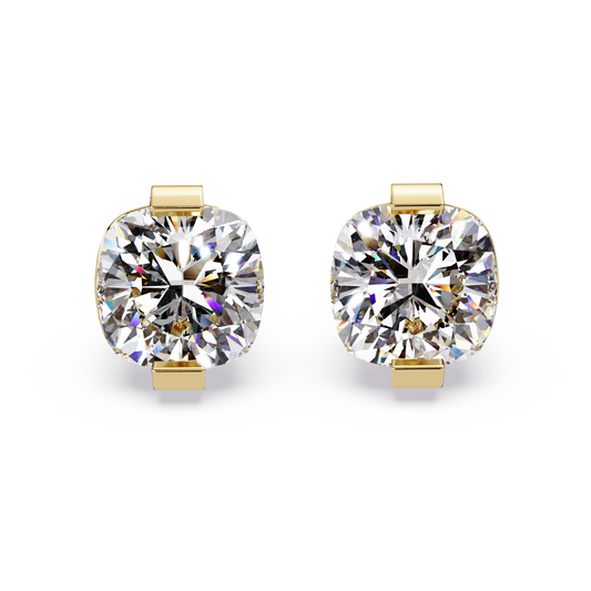 Cushion Cut Lab Grown Diamond Stud Earrings - HIGHCARAT DIAMONDS