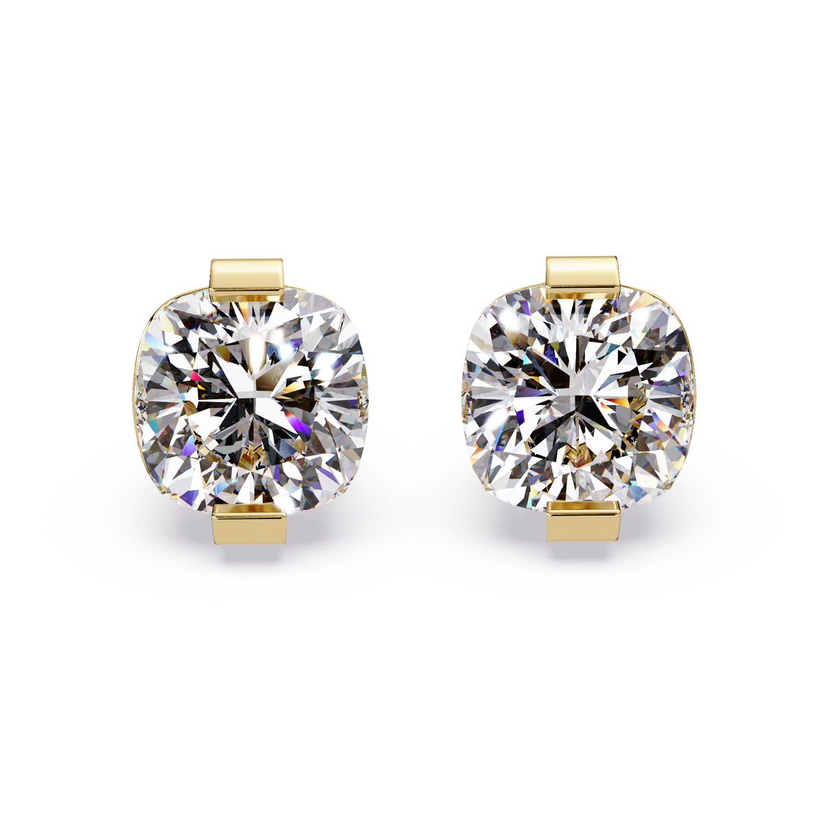 Cushion Cut Lab Grown Diamond Stud Earrings - HIGHCARAT DIAMONDS