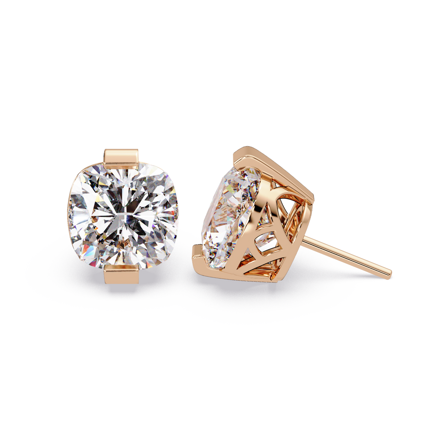 Cushion Cut Lab Grown Diamond Stud Earrings - HIGHCARAT DIAMONDS