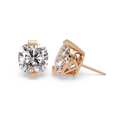 Cushion Cut Lab Grown Diamond Stud Earrings - HIGHCARAT DIAMONDS