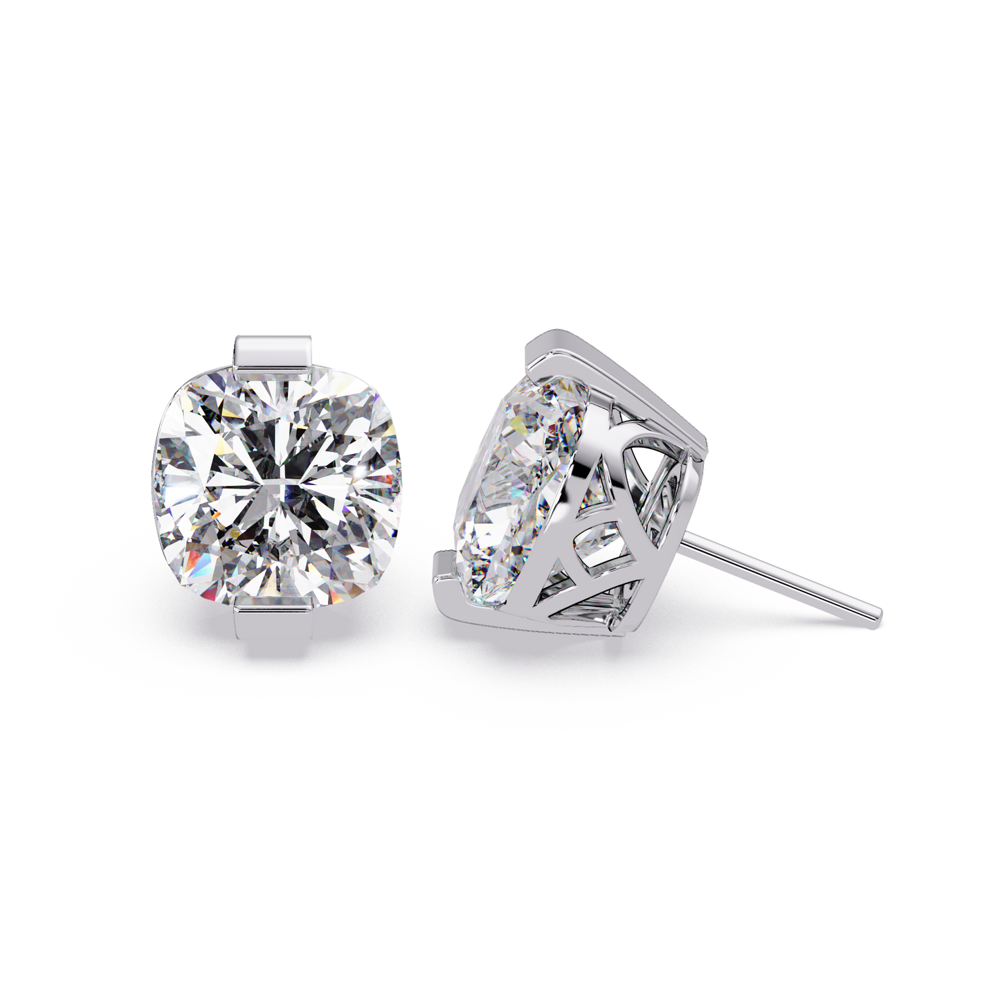 Cushion Cut Lab Grown Diamond Stud Earrings - HIGHCARAT DIAMONDS