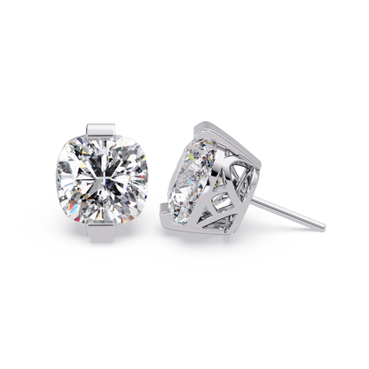Cushion Cut Lab Grown Diamond Stud Earrings - HIGHCARAT DIAMONDS