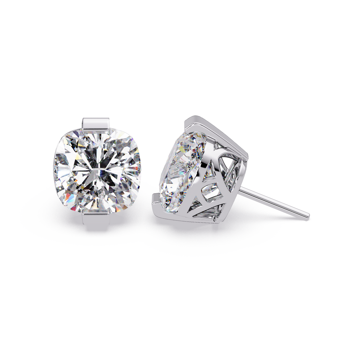 Cushion Cut Lab Grown Diamond Stud Earrings - HIGHCARAT DIAMONDS