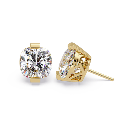 Cushion Cut Lab Grown Diamond Stud Earrings - HIGHCARAT DIAMONDS