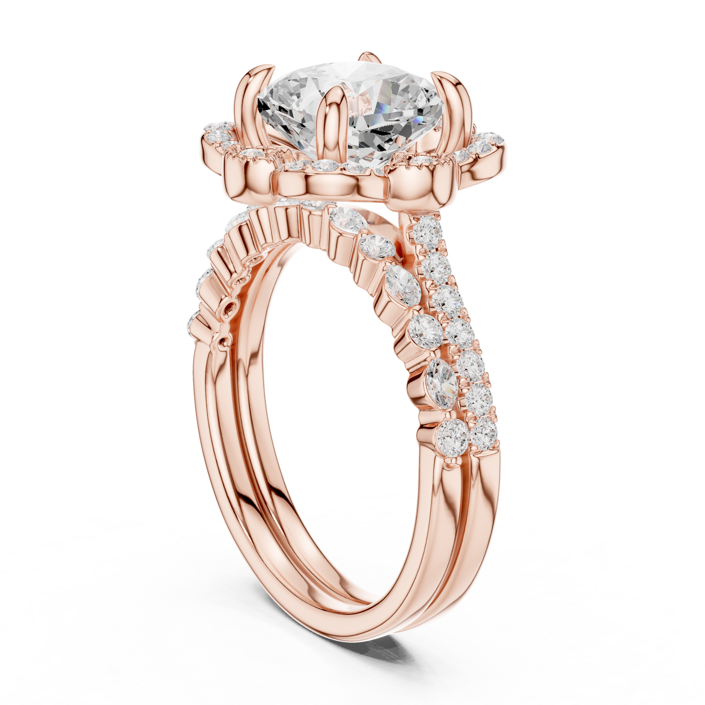 Cushion, Marquise & Round Cut Lab Grown Diamond Elegance 14k Solid White Gold 3.60 Ct Diamond Ring for Women - HIGHCARAT DIAMONDS