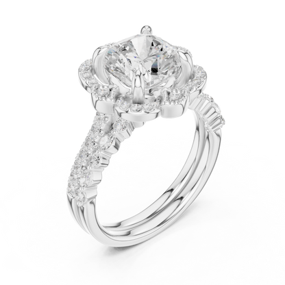 Cushion, Marquise & Round Cut Lab Grown Diamond Elegance 14k Solid White Gold 3.60 Ct Diamond Ring for Women - HIGHCARAT DIAMONDS