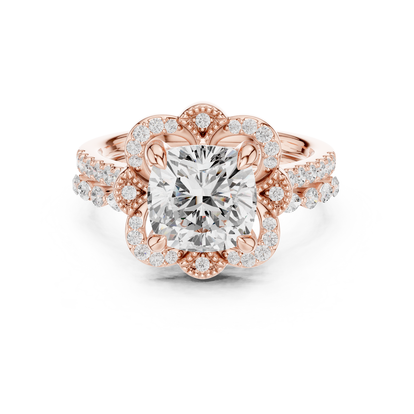 Cushion, Marquise & Round Cut Lab Grown Diamond Elegance 14k Solid White Gold 3.60 Ct Diamond Ring for Women - HIGHCARAT DIAMONDS