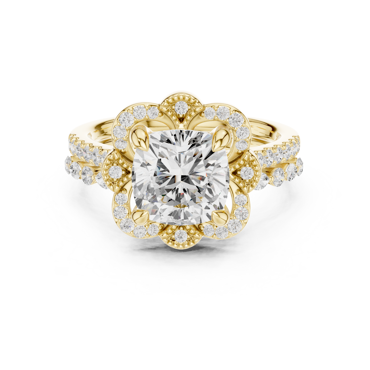 Cushion, Marquise & Round Cut Lab Grown Diamond Elegance 14k Solid White Gold 3.60 Ct Diamond Ring for Women - HIGHCARAT DIAMONDS