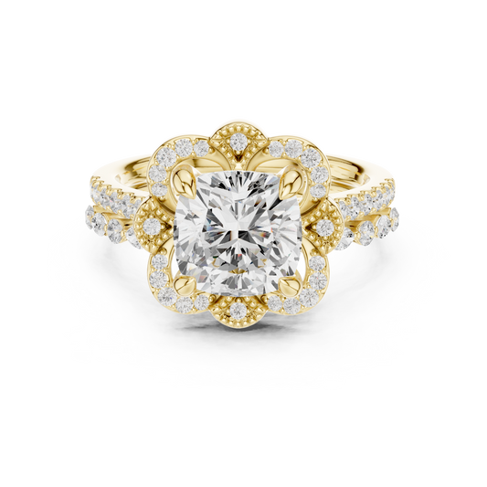 Cushion, Marquise & Round Cut Lab Grown Diamond Elegance 14k Solid White Gold 3.60 Ct Diamond Ring for Women - HIGHCARAT DIAMONDS