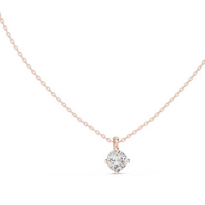 Solitaire Cushion Cut Langrown Sparkling Diamond Pendant For Her In 18K Solid Yellow Gold - HIGHCARAT DIAMONDS