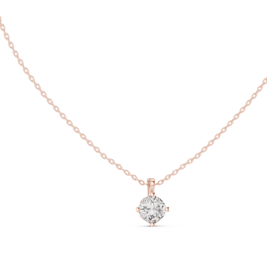 Solitaire Cushion Cut Langrown Sparkling Diamond Pendant For Her In 18K Solid Yellow Gold - HIGHCARAT DIAMONDS