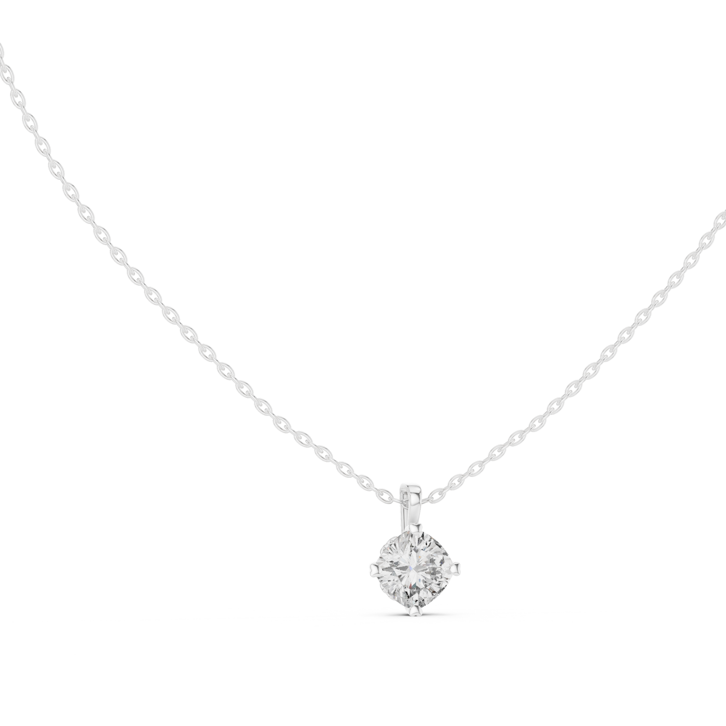 Solitaire Cushion Cut Langrown Sparkling Diamond Pendant For Her In 18K Solid Yellow Gold - HIGHCARAT DIAMONDS