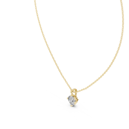 Solitaire Cushion Cut Langrown Sparkling Diamond Pendant For Her In 18K Solid Yellow Gold - HIGHCARAT DIAMONDS