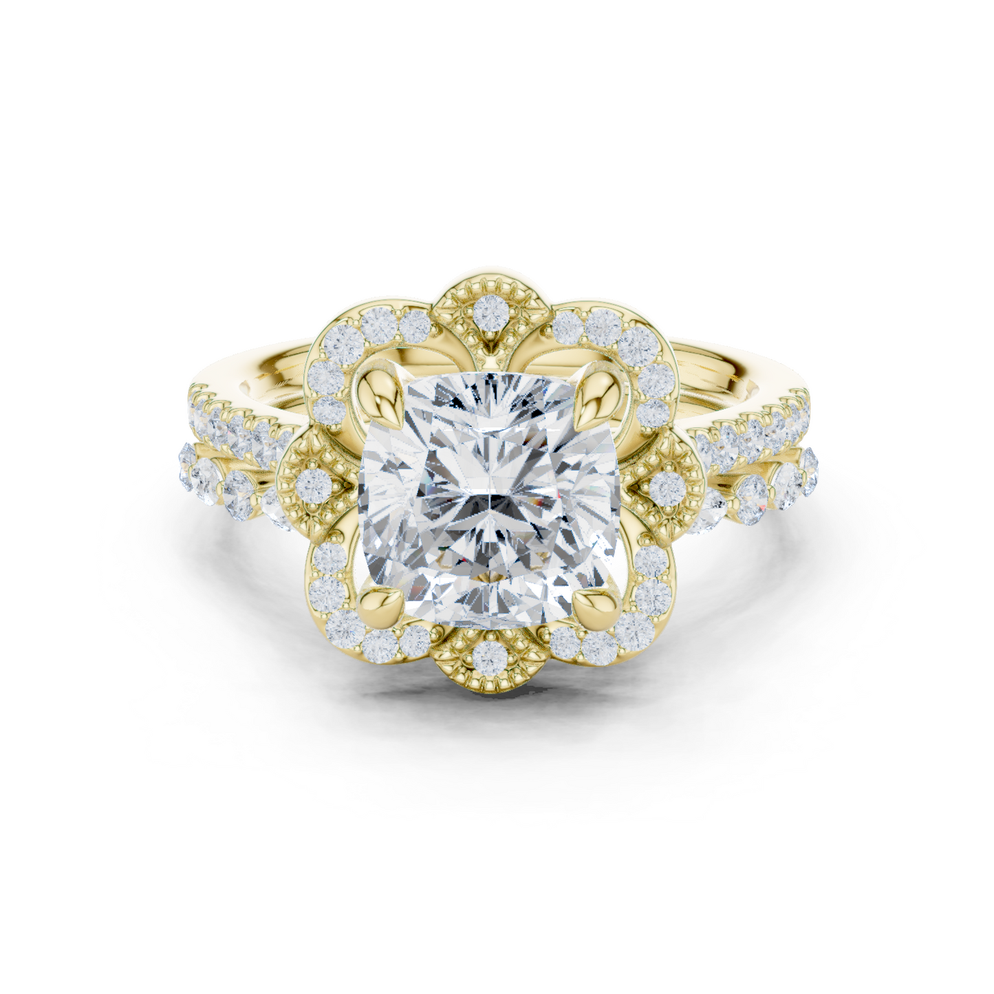 Cushion, Marquise & Round Cut Lab Grown Diamond Elegance 14k Solid White Gold 3.60 Ct Diamond Ring for Women