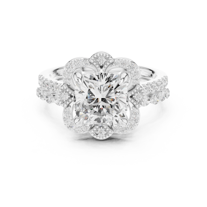 Cushion, Marquise & Round Cut Lab Grown Diamond Elegance 14k Solid White Gold 3.60 Ct Diamond Ring for Women