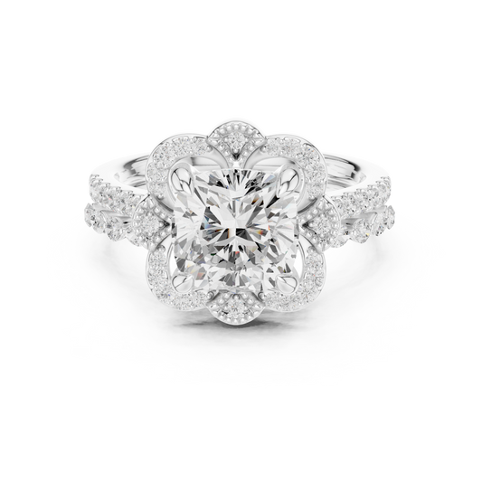 Cushion, Marquise & Round Cut Lab Grown Diamond Elegance 14k Solid White Gold 3.60 Ct Diamond Ring for Women