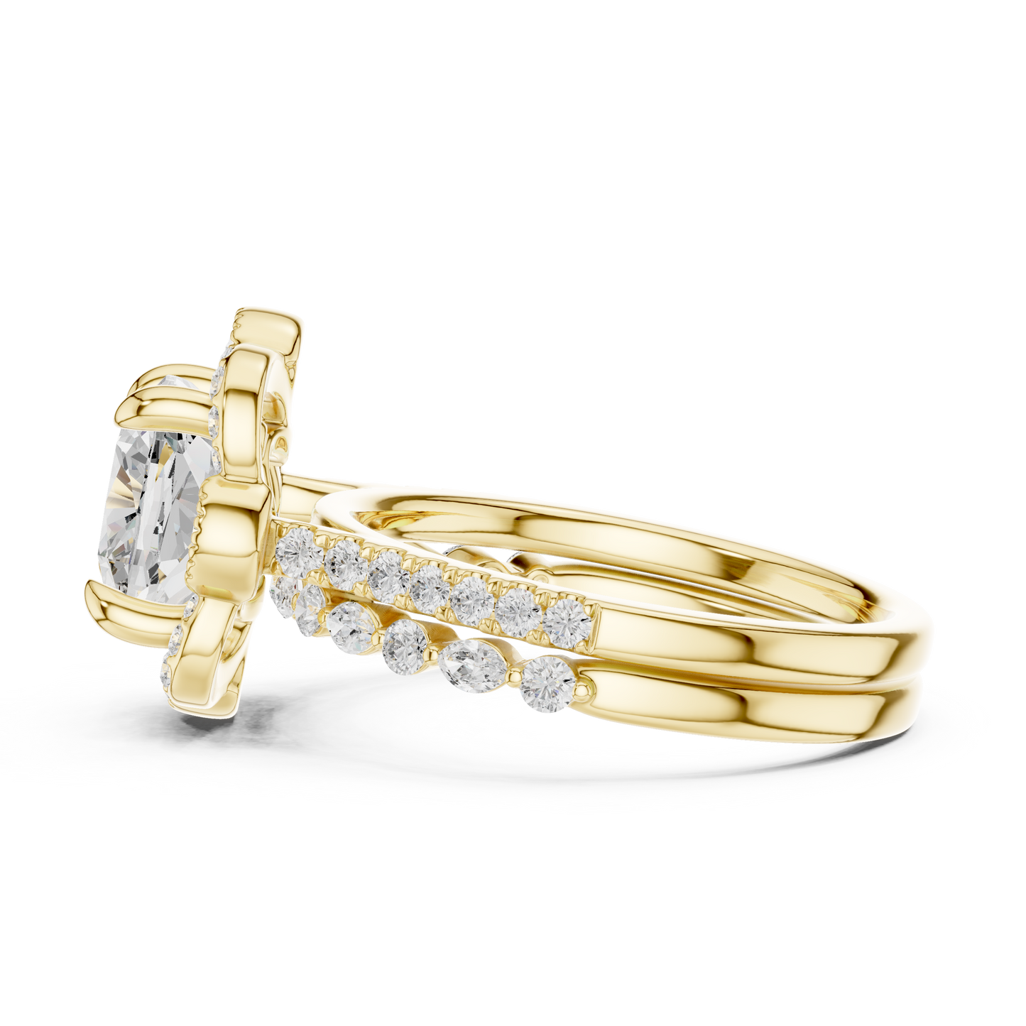 Cushion, Marquise & Round Cut Lab Grown Diamond Elegance 14k Solid White Gold 3.60 Ct Diamond Ring for Women